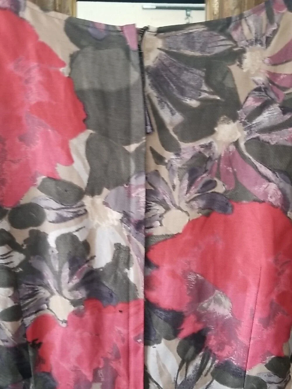 Floral Scoop Neck A-Line Dress in Pink & Olive - Picture 6 of 8